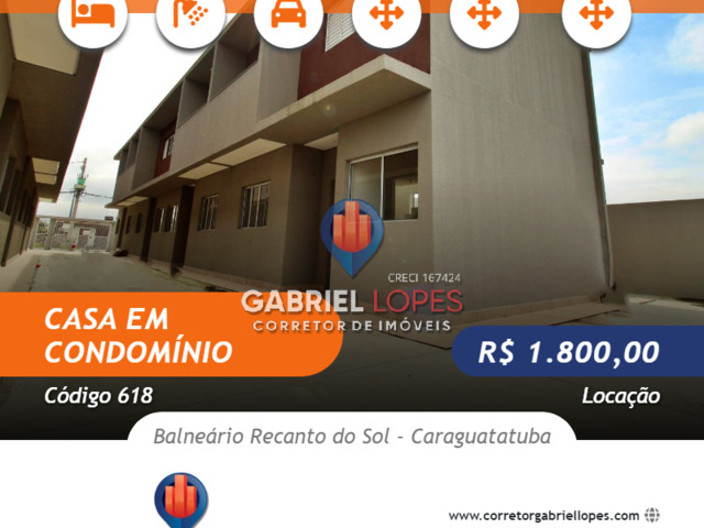 #618 - Casa em condomínio para Locação em Caraguatatuba - SP - 1